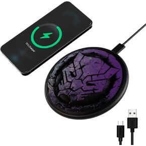 Marvel Avengers Black Panther Wireless Charging Pad- 10 Watt Wireless Charging Station with LED Indicator for All Qi Enabled Devices- Avengers Gifts for Men, Women and Fans of Black Panther