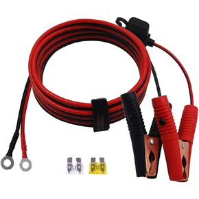 5.3FT/1.6m 14 AWG Extension Cord Eyelet Terminal with Battery Clamp 12V/ 24V Battery Clip-On For High-power inverter and More