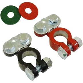 2 PCS Cable Terminals Top Post, Brass Cable Terminal, Top Post Terminals Clamp Set, for Marine, Car, Boat (Silver)