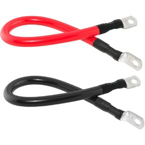 2 AWG Battery Cable 2AWG Gauge Battery Power Inverter Cables with 5/16 in Lugs Terminal for Automotive Solar Marine Boat RV Car Motorcycle (2FT)