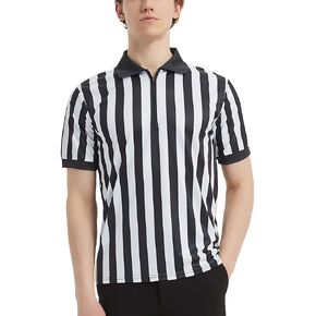 TopTie Sportwear Men's Pro-Style Referee Shirt with Quarter Zipper for Basketball Football Soccer