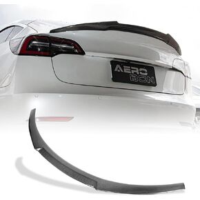AeroBon Real Carbon Fiber Trunk Spoiler Compatible with 2020-2024 Tesla Model Y Spoiler (H Style)
