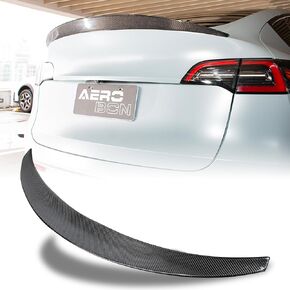 AeroBon Real Carbon Fiber Trunk Spoiler Compatible with 2020-2024 Tesla Model Y Spoiler (H Style)