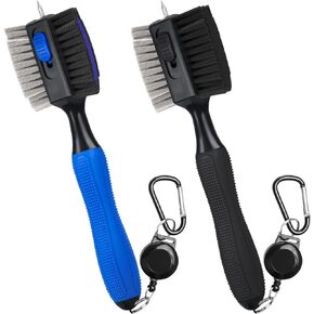 2 Pack Golf Club Brush Cleaner with 2ft Extended Cord and Non-Slip Handle for Convenience Cleaning Safer Golf Club Brush Tool with Retractable Spike Club Groove Cleaning Kit for Men Gift