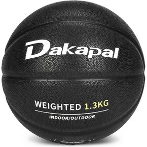Weighted Training Basketball, Leather Trainer Basketball (3 lbs Weight & Size 7) Ball for Training and Dribbling Passing, Indoor & Outdoor Usage(DEFLATED)
