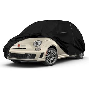 Waterproof Car Cover Replace for Fiat 500 / 500C / 500E Abarth Turbo Sport Lounge Pop 2007-2022, 210T All Weather Classic Car Covers with Zipper Door & Lock for Snow Rain Protection in Kuwait