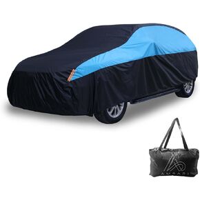 Car Cover Waterproof All Weather Outdoor, Compatible with Jeep Wrangler 2 Door, Black and Blue Car Cover Sun Protection Full Exterior Covers, Car Cover for SUV Length up to 170 Inches.