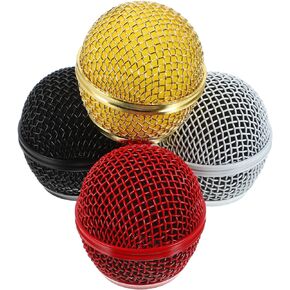 Vaguelly 4pcs Microphone Grille Microphone Head Mesh Replacement Ball Head Mesh Microphone Grill Head Steel Mesh Microphone Ball Head Microphones Mics Mic Cover Metal Wireless Grill Cover
