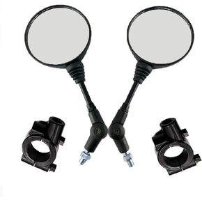 Ampper Motorcycle Side Mirrors, HD Glass Wide Angle Rear View Mirrors For Motorcycle, Motorbike, Universal (Round Black)