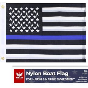 USA Police Boat Flag 12" x 18" Inch Cabin Waterproof Embroidered Marine & Golf Cart Flags