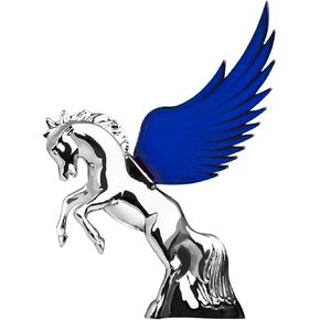 GG Grand General 48390 Amber 6.5 X 7.5 inches Chrome Fighting Stallion Hood Ornament with Windriders