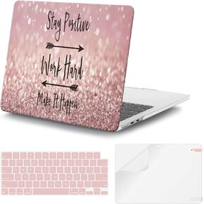 iCasso for MacBook Air 13 inch Case 2025 2024-2022 Release M4 A3240 M3 A3113 A2681 M2 with Liquid Retina Display, Hard Plastic Shell for Mac Air 13.6, Keyboard Cover&Screen Protector, Stay Positive