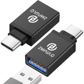 PL ZMPWLQ محول USB إلى USB-C، 2 حزمة، محول USB 3.0 إلى USB من النوع C محول كابل شاحن OTG، USB 3.0 عالي السرعة 5 جيجابت في الثانية لهاتف iPhone 15 Series iPad Mini Pro MacBook Pro Air Android