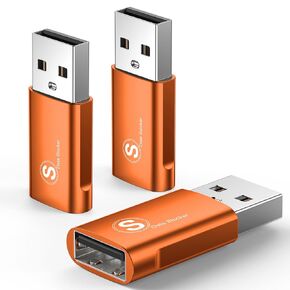 USB Data Blocker, (2-Pack) USB-A Defender Only for Quick Charge, Protect Against Juice Jacking, Refuse Hacking Provide Safe Charging- Orange