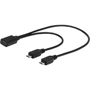 zdyCGTime (30cm Micro USB 2.0 to USB C Cable, USB Type C Female to 2 Micro USB Male Extension Cable Simultaneously Data Sync and Charging Cable for Phones、Computers、Tablets (2 Micro USB)