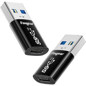 Fasgear USB to USB C Adapters 2-Pack, USB 3.2 Gen 2 Type C Female to A Male Converter 10Gbps Data Sync & 3A Fast Charging USB Adapter for OTG, Sam-Sung Galaxy, Car Charger