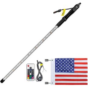 Bestauto 1PC 3FT LED Whip Lights RGB Color Lighted Whips for UTV ATV 20 Colors,5 Levels,23 Modes,10 Speed Options,Weatherproof,Off-Road Whip RF Wireless Remote for UTV ATV Polaris Accessories RZR in Kuwait