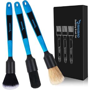 Car Detailing Brush Set, 3pcs Auto Detailing Brush, Boars Hair Detailing Brushes, Ultra Soft No Scratch Detail Brush for Interior Exterior, Wheels, Tire, Leather Seats, Dashboard, Air Vent