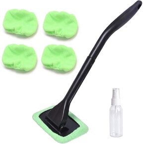 Car Window Cleaner, Windshield Cleaning Tool Auto Glass Cleaner Wiper Cars Interior Exterior Window Glass Cleaning Tool, Come with 4 Pads Washer Towel and 30ml Spray Bottle, Use Wet or Dry