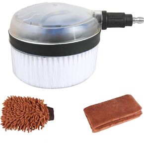Sooprinse Deluxe Car Wash Rotary Brush Kit, 1/4 Inch Quick Connect High Pressure Washer Dip Wash Brush for Surface Cleaning Car/Glass/Wood Floor/Window Automatic Rotating Bursh Microfiber and Towel