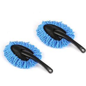 Amiss 2 Pack Mini Microfiber Car Dash Duster Brush, Multi-Functional Car Cleaning Brush, Car Interior Exterior Accessories, Cleaning and Washing Tool for Car - Blue