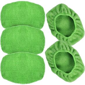 Car Windshield Cleaning Tool Bonnets - 6 Pack, 5" Windshield Cleaner Wand Cloths Replacement Pads Thickened Red Coral Fleece Car Window Glass Cleaner Bonnets