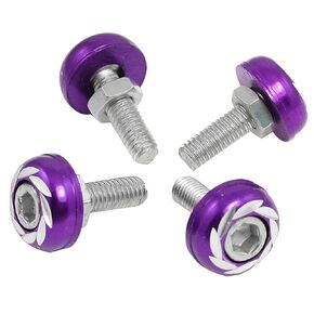 uxcell Purple Silver Tone License Plate Bolts Screws Car Ornament 4 Pcs