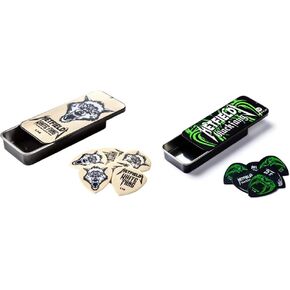 Jim Dunlop Hetfield's White Fang Custom 1.14mm Flow Guitar Pick Tin (PH122T114) & Dunlop PH112T1.14 Hetfield Black Fang, 1.14mm, 6 Picks/Tin