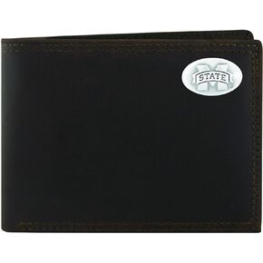 NCAA Mississippi State Bulldogs Zep-Pro Crazyhorse Leather Bifold Concho Wallet, Light Brown