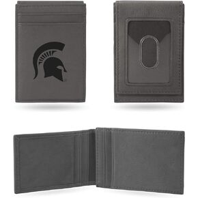 Rico Industries NCAA Michigan State Spartans Gray Laser Engraved Front Pocket Wallet Laser Engraved Front Pocket Wallet - Compact/Comfortable/Slim