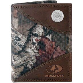 NCAA Georgia Bulldogs Zep-Pro Mossy Oak Nylon and Leather Trifold Concho Wallet, Camouflage, One Size