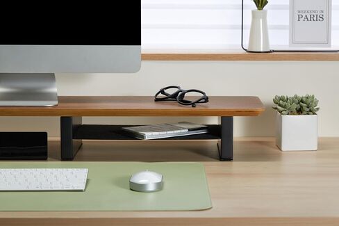 XL Walnut Wood Monitor Stand for Desk (44 Inch) Large Monitor Stands for 2 Monitors, Desk Shelf for Top of Desk in Saudi Arabia