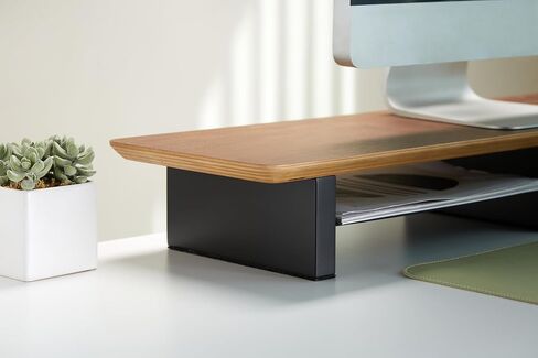 XL Walnut Wood Monitor Stand for Desk (44 Inch) Large Monitor Stands for 2 Monitors, Desk Shelf for Top of Desk in Saudi Arabia