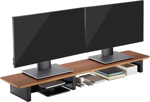 XL Walnut Wood Monitor Stand for Desk (44 Inch) Large Monitor Stands for 2 Monitors, Desk Shelf for Top of Desk in Saudi Arabia