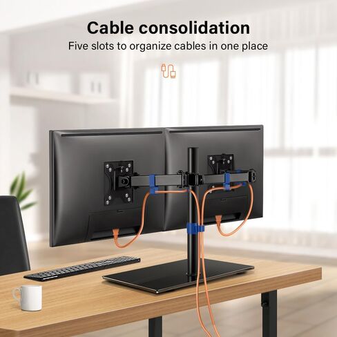 ارتفاع حامل شاشة كمبيوتر مزدوج قابل للتعديل لشاشة 13 بوصة إلى 27 بوصة حامل شاشة قائم بذاته مع حاملين دوارين كامل الحركة يحمل ما يصل إلى 17.6 رطل VESA 75x75 مم/100x100 مم in Kuwait