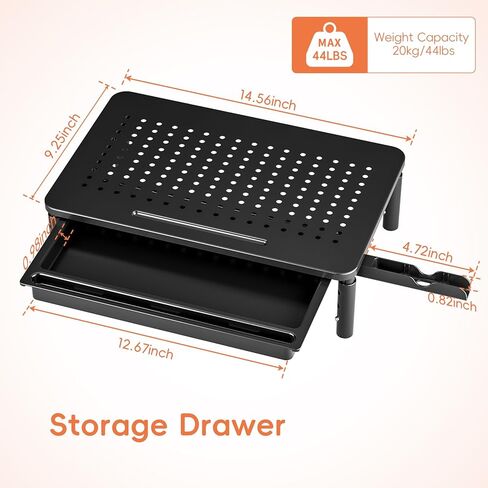 Monitor Stand Riser with Drawer, Height Adjustable Monitor Stand with Phone Holder for Desk, Computer Monitor Riser with Storage, Metal Desk Organizer for Computer, Laptop, Printer in Saudi Arabia