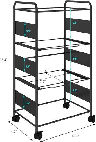 Natwind 3-Tier Metal Rolling File Cart مع عجلات للملفات المعلقة ذات الحجم القانوني للرسائل، رف مجلد الملفات المحمول مع خزانة تنظيم الملفات ذات درج قابل للسحب للمكتب المنزلي (أسود) in Saudi Arabia