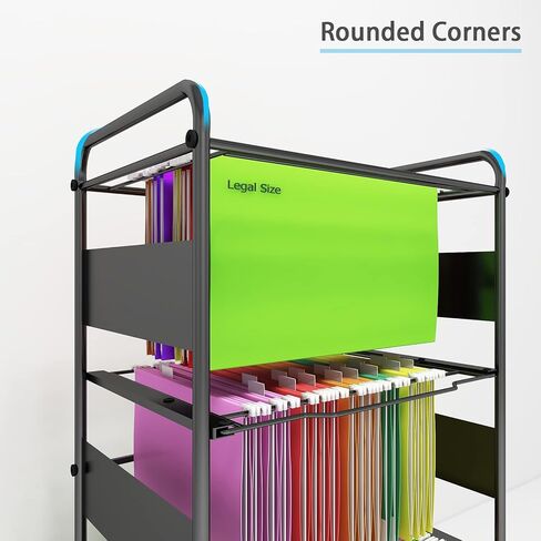 Natwind 3-Tier Metal Rolling File Cart مع عجلات للملفات المعلقة ذات الحجم القانوني للرسائل، رف مجلد الملفات المحمول مع خزانة تنظيم الملفات ذات درج قابل للسحب للمكتب المنزلي (أسود) in Saudi Arabia