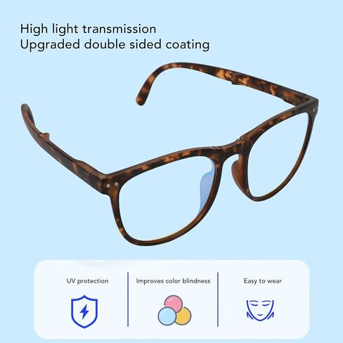 Folding Color Blind Glasses, Colorblind Correcting Glasses Red Green Blind Colorblind Glasses Portable Eyeglasses Weakness Glasses Color Blindness Glasses for Men Women Outdoor Indoor (Soybean) in Saudi Arabia