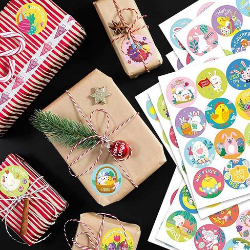 192 قطعة من ملصقات علامات عيد الفصح، 96 تصميمًا دائريًا لملصقات عطلة عيد الفصح، ملصقات بيض الأرنب، لختم عرض عيد الفصح، لوازم حفلات عيد الفصح، ديكورات الهدايا (مجموعة من 16 ورقة) in Kuwait