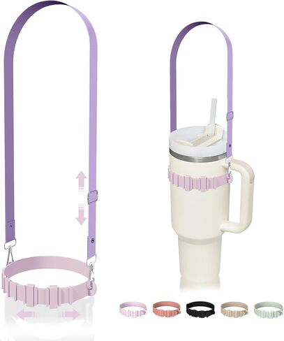 Adjustable Water Bottle Handle with Adjustable Strap: Durable Silicone Water Bottle Holder Fit 8-40 oz Bottle - Soft Water Bottle Carrier Compatible with Stanley Tumbler Cup for Walking in Saudi Arabia