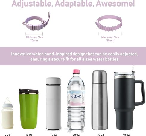 Adjustable Water Bottle Handle with Adjustable Strap: Durable Silicone Water Bottle Holder Fit 8-40 oz Bottle - Soft Water Bottle Carrier Compatible with Stanley Tumbler Cup for Walking in Saudi Arabia