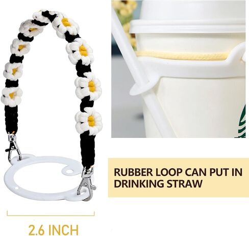 Boho Macrame Water Bottle Handle, Compatible Hydro Flask & Stanley Cup (8 to 40oz), Travel Tumbler Accessories, Coffee Mug Sling, Carrier, Holder with Strap in Saudi Arabia