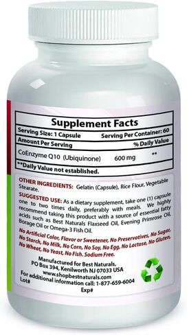 Best Naturals Best Naturals Coq10 Coenzyme Q10 200 Mg Capsule, 120Count in Saudi Arabia