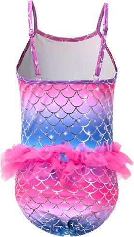ملابس سباحة حورية البحر للفتيات من Jxstar قطعة واحدة لباس سباحة للأطفال على الشاطئ مع تنانير مكشكشة in Kuwait