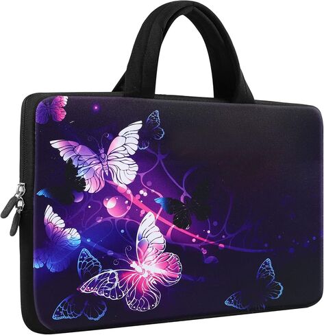 14 15 15.4 15.6 Inch Laptop Computer Protective Carrying Case Pouch, Soft Travel Briefcase, Notebook Sleeve Cover for Dell HP Lenovo Toshiba Chromebook ASUS Acer(Purple Butterflies) in Saudi Arabia