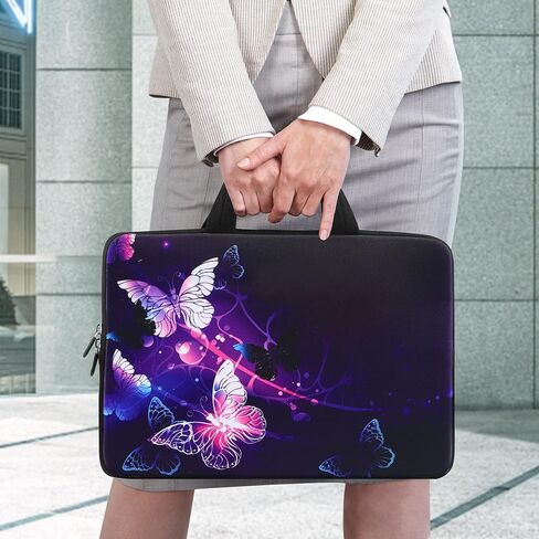 14 15 15.4 15.6 Inch Laptop Computer Protective Carrying Case Pouch, Soft Travel Briefcase, Notebook Sleeve Cover for Dell HP Lenovo Toshiba Chromebook ASUS Acer(Purple Butterflies) in Saudi Arabia