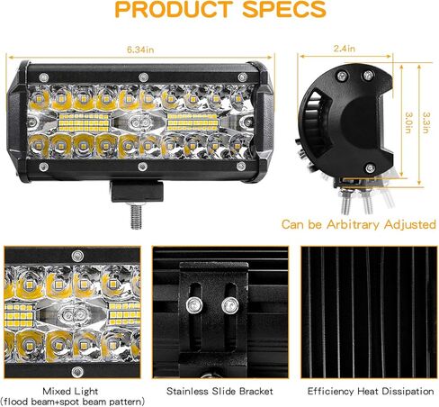 شريط إضاءة LED Zmoon، مصابيح ضباب LED مقاس 7 بوصات للطرق الوعرة 240 وات 24000 لومن مع حزام ربط LED (10 أقدام / 2 رصاص)، شريط إضاءة LED مقاوم للماء للبقع والفيضانات لسيارات الدفع الرباعي/ATV/جيب/قارب 2 حزمة in Kuwait