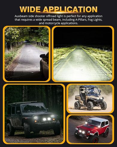 Auxbeam 5 "168W LED Cube Pods ضوء القيادة على الطرق الوعرة مع مطلق النار الجانبي، 16440LM أضواء الطرق الوعرة مربعة فائقة السطوع مع 270 درجة كومبو شعاع خندق الضوء، العنبر DRL لجيب ATV رانجلر فورد شاحنة بيك اب in Kuwait