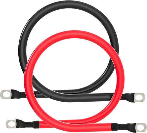 2 كابل بطارية AWG 2AWG كابلات عاكس طاقة البطارية مع محطة العروات 5/16 بوصة للسيارات الشمسية البحرية قارب RV سيارة دراجة نارية (2FT) in Kuwait